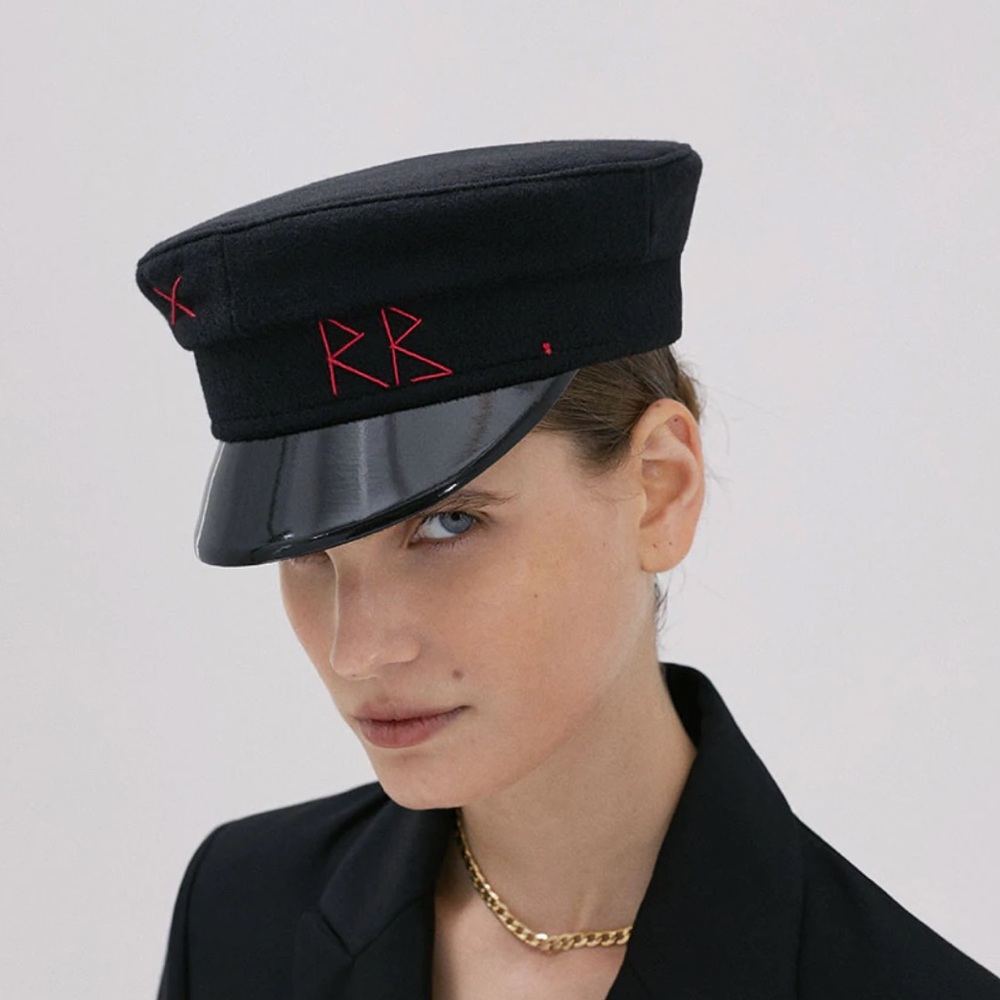 Ruslan Baginskiy black wool baker boy cap